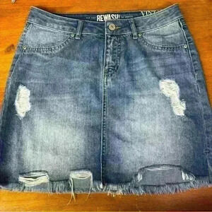 Rewash Brand Vintage Reunion Denim Short Skirt Distressed Frayed Sz 3/26 Juniors
